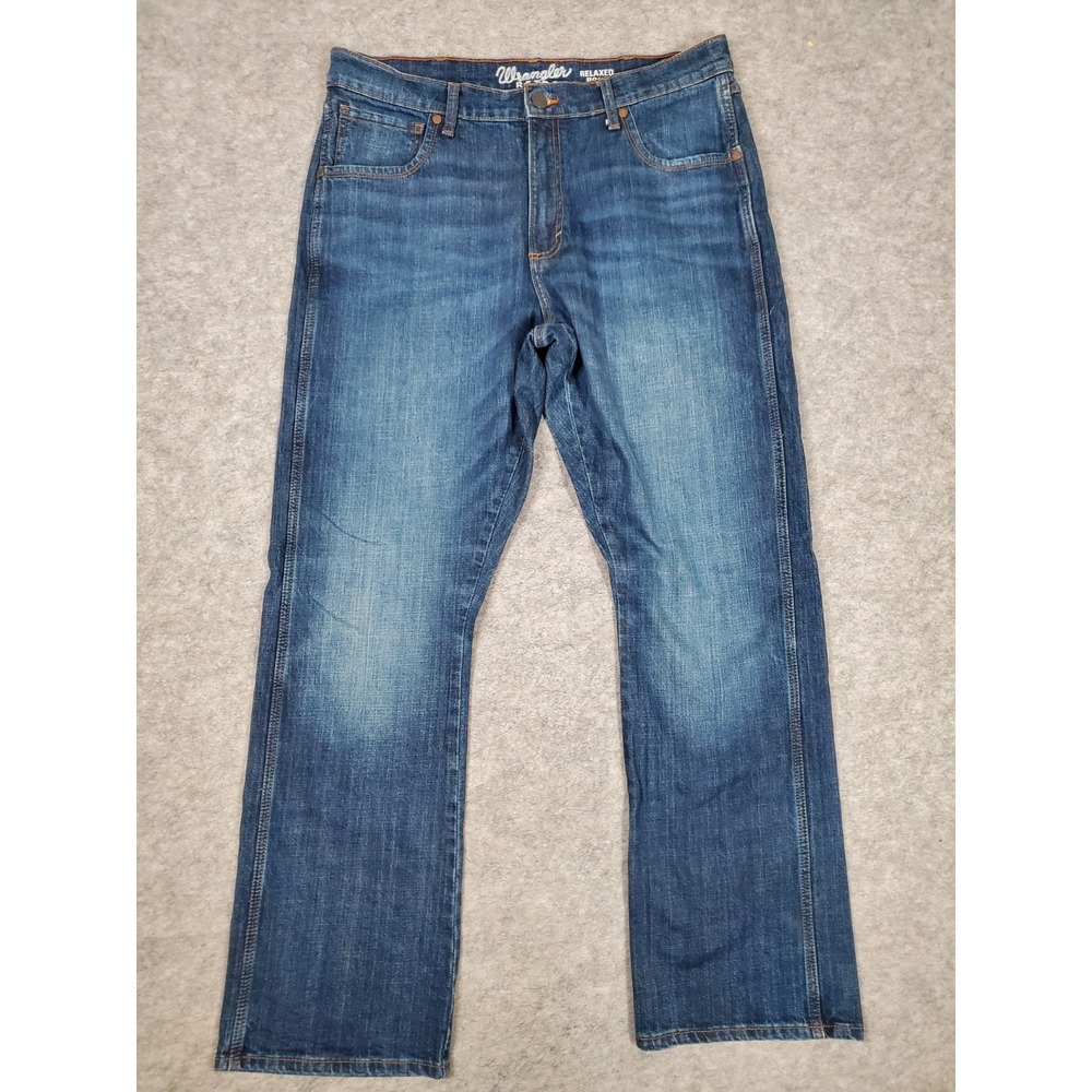 Wrangler Retro Jeans Mens 34x34 Blue Demim Relaxed Boot Western Workwear